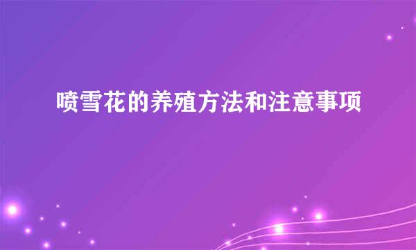 喷雪花的养殖方法和注意事项