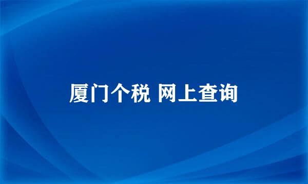 厦门个税 网上查询