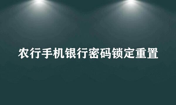 农行手机银行密码锁定重置