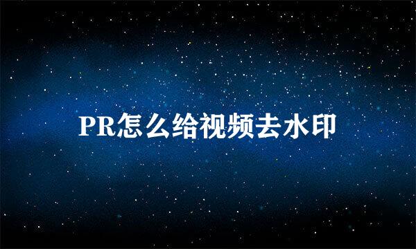 PR怎么给视频去水印