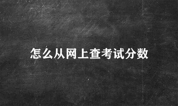 怎么从网上查考试分数
