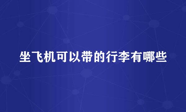 坐飞机可以带的行李有哪些