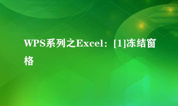WPS系列之Excel：[1]冻结窗格