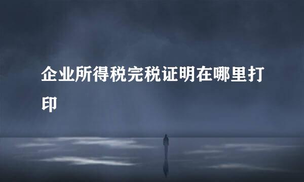 企业所得税完税证明在哪里打印