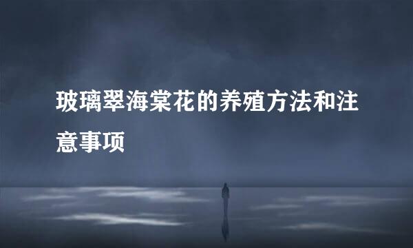 玻璃翠海棠花的养殖方法和注意事项