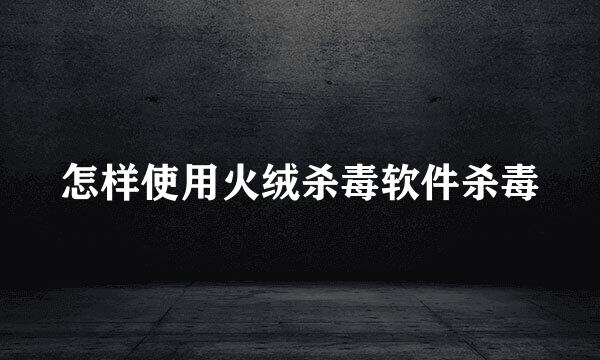 怎样使用火绒杀毒软件杀毒