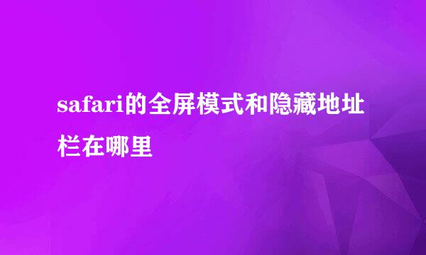 safari的全屏模式和隐藏地址栏在哪里