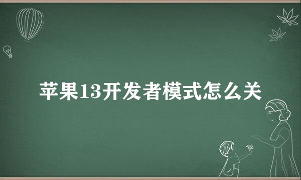 苹果13开发者模式怎么关