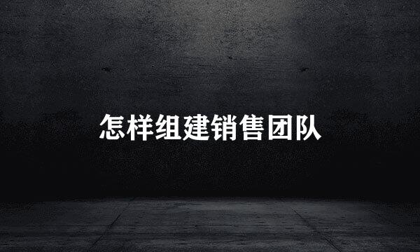 怎样组建销售团队