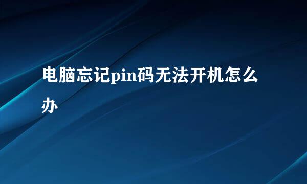 电脑忘记pin码无法开机怎么办