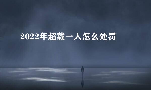 2022年超载一人怎么处罚