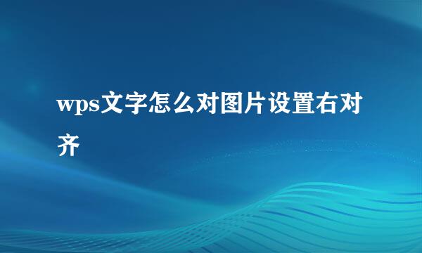 wps文字怎么对图片设置右对齐