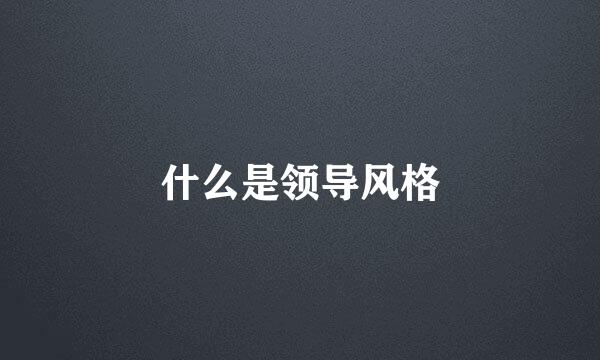 什么是领导风格
