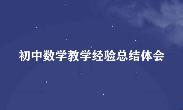 初中数学教学经验总结体会