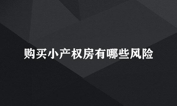 购买小产权房有哪些风险