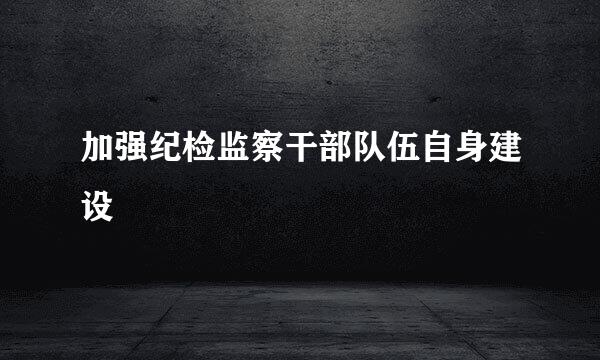 加强纪检监察干部队伍自身建设