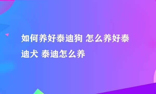 如何养好泰迪狗 怎么养好泰迪犬 泰迪怎么养