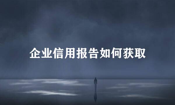 企业信用报告如何获取