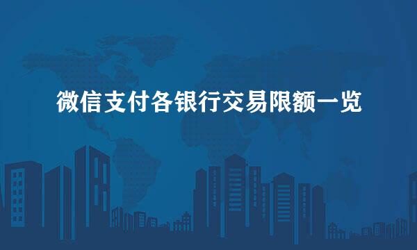 微信支付各银行交易限额一览