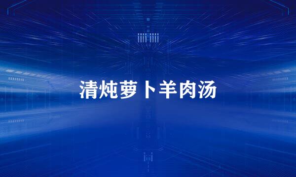 清炖萝卜羊肉汤