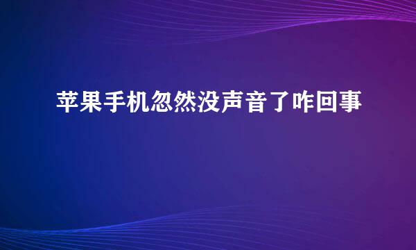苹果手机忽然没声音了咋回事