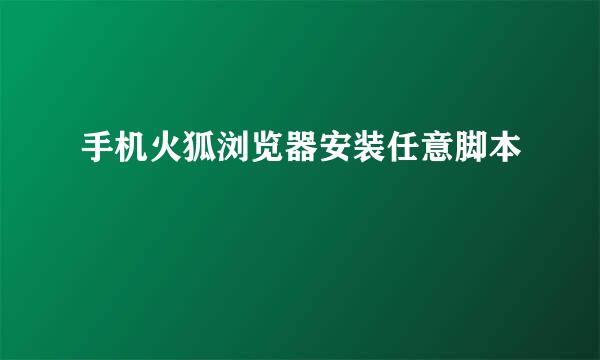 手机火狐浏览器安装任意脚本
