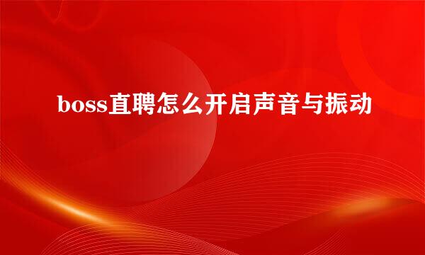 boss直聘怎么开启声音与振动