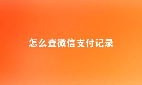 怎么查微信支付记录