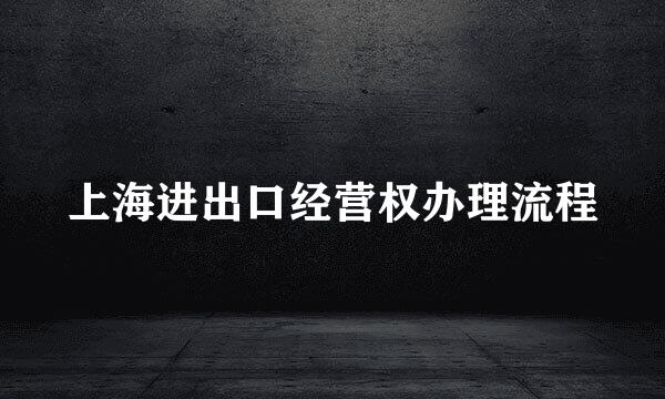 上海进出口经营权办理流程