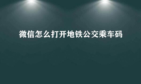 微信怎么打开地铁公交乘车码