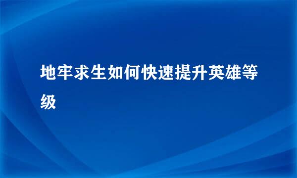 地牢求生如何快速提升英雄等级
