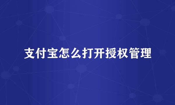 支付宝怎么打开授权管理