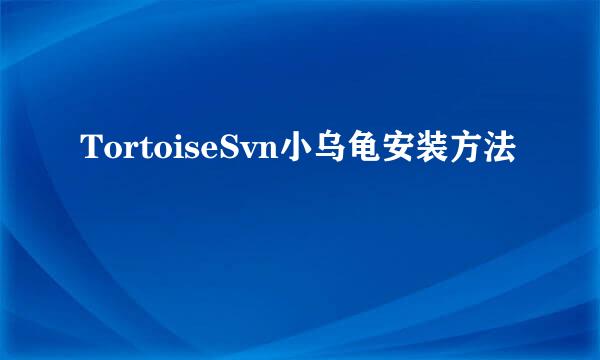 TortoiseSvn小乌龟安装方法