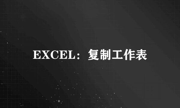 EXCEL：复制工作表