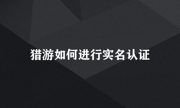 猎游如何进行实名认证