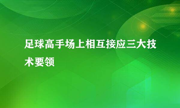 足球高手场上相互接应三大技术要领