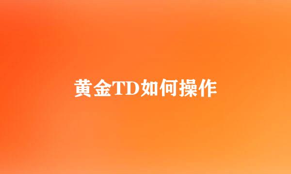 黄金TD如何操作