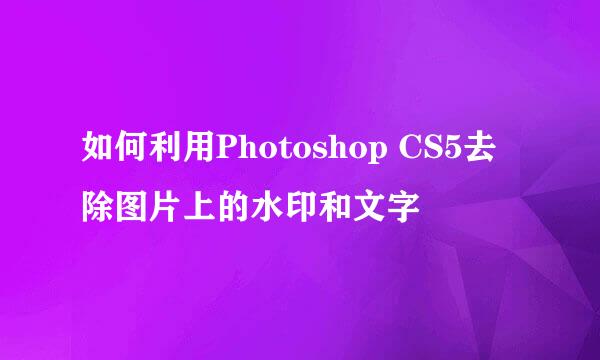 如何利用Photoshop CS5去除图片上的水印和文字