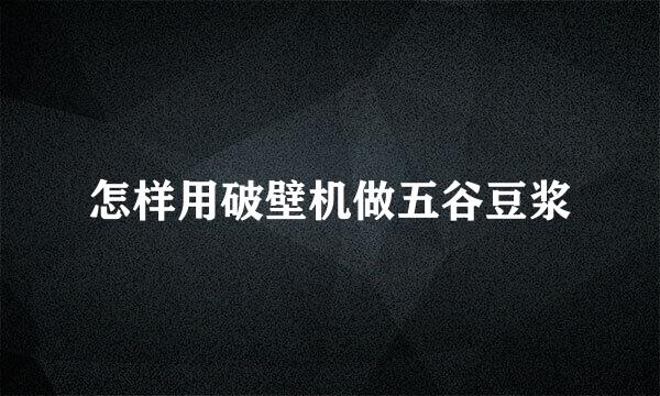怎样用破壁机做五谷豆浆