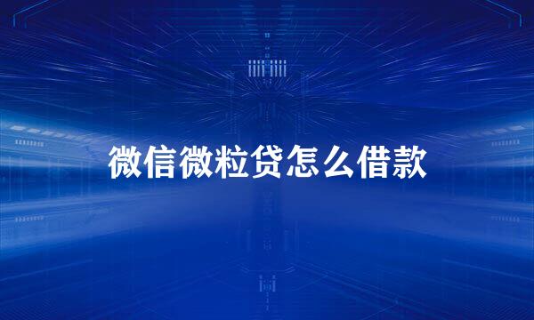 微信微粒贷怎么借款