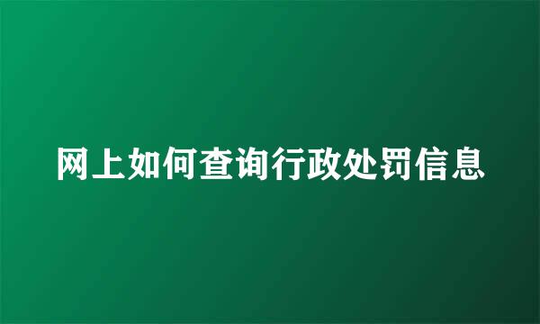 网上如何查询行政处罚信息