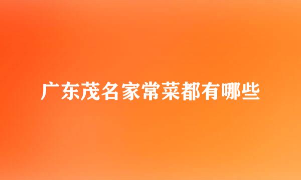 广东茂名家常菜都有哪些