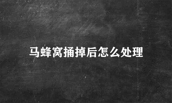马蜂窝捅掉后怎么处理