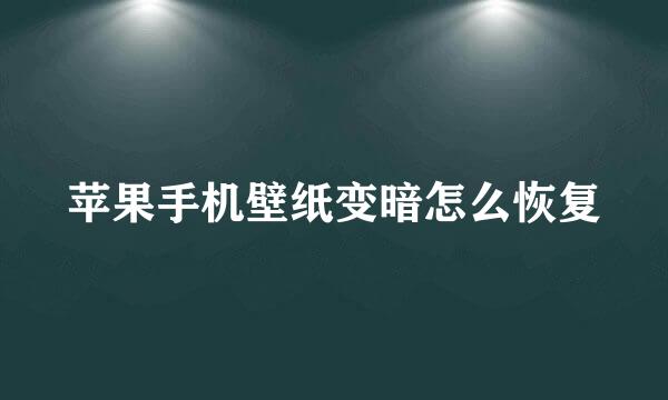 苹果手机壁纸变暗怎么恢复