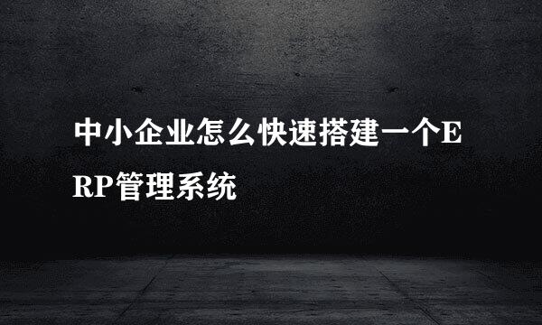 中小企业怎么快速搭建一个ERP管理系统