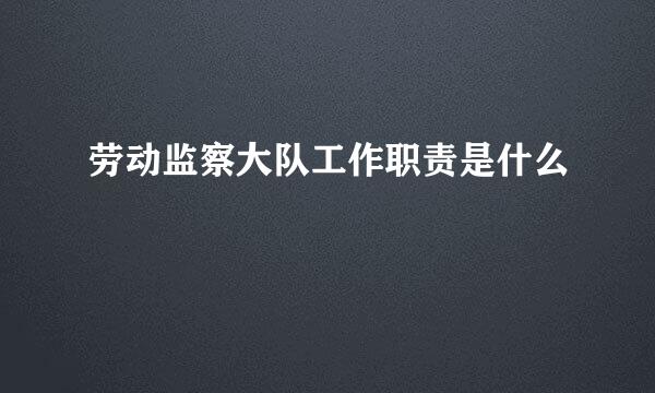 劳动监察大队工作职责是什么