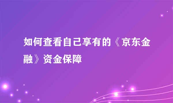 如何查看自己享有的《京东金融》资金保障