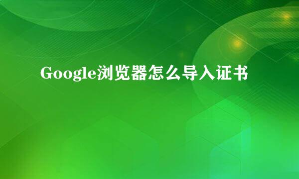 Google浏览器怎么导入证书