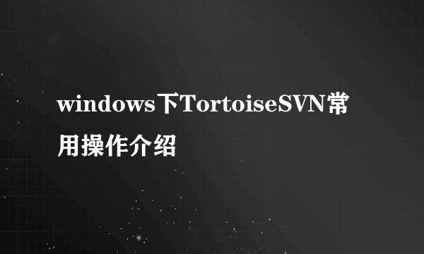 windows下TortoiseSVN常用操作介绍