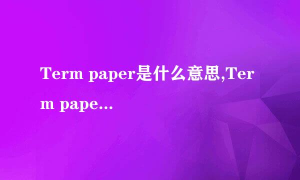 Term paper是什么意思,Term paper怎么写
